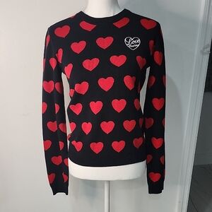 Love Moschino Black and Red Heart Long Sleeve Tee